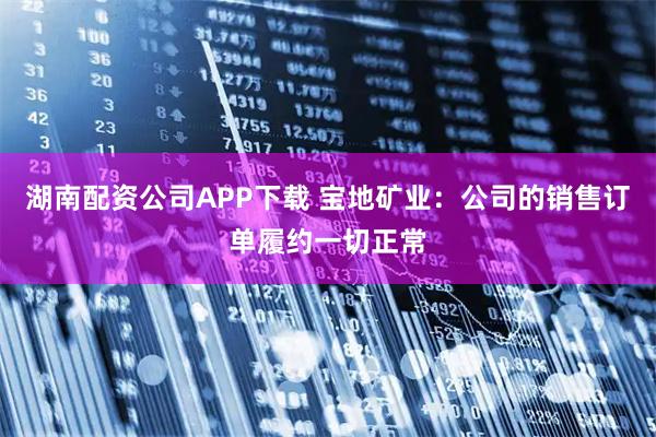 湖南配资公司APP下载 宝地矿业：公司的销售订单履约一切正常