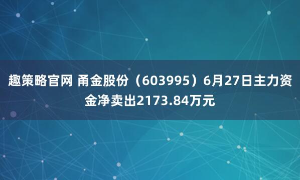 趣策略官网 甬金股份（603995）6月27日主力资金净卖出2173.84万元